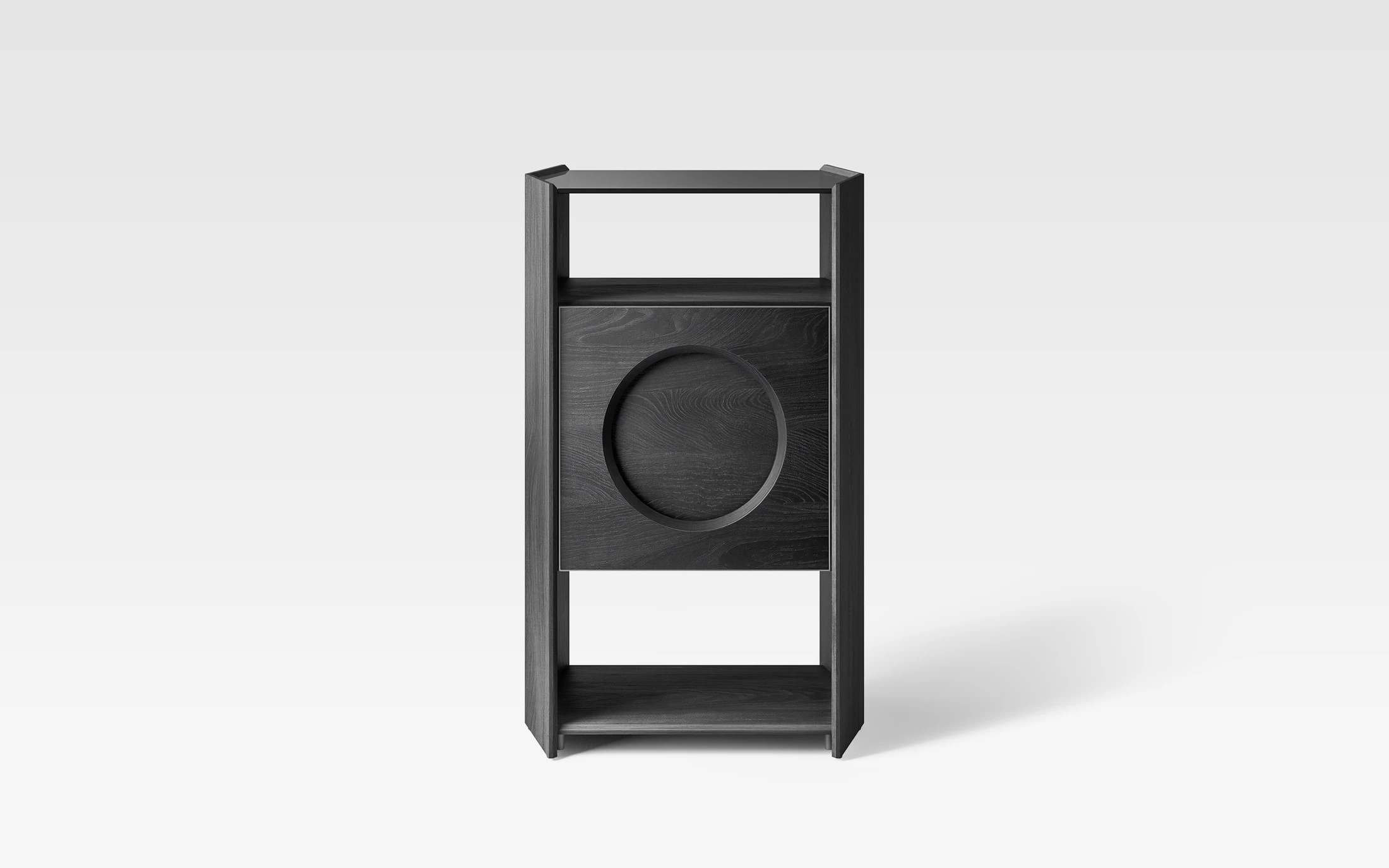 Picasso RS05 black record player stand with a circular record display
